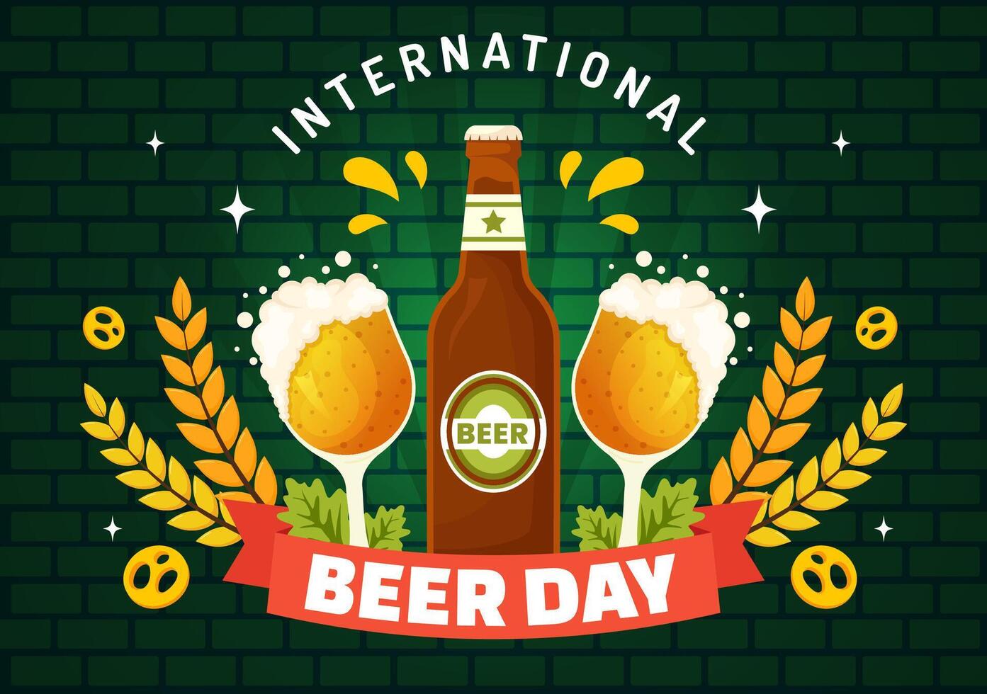 international Bière journée illustration sur 5 août avec à votre santé bières fête et brassage dans plat dessin animé Contexte conception vecteur