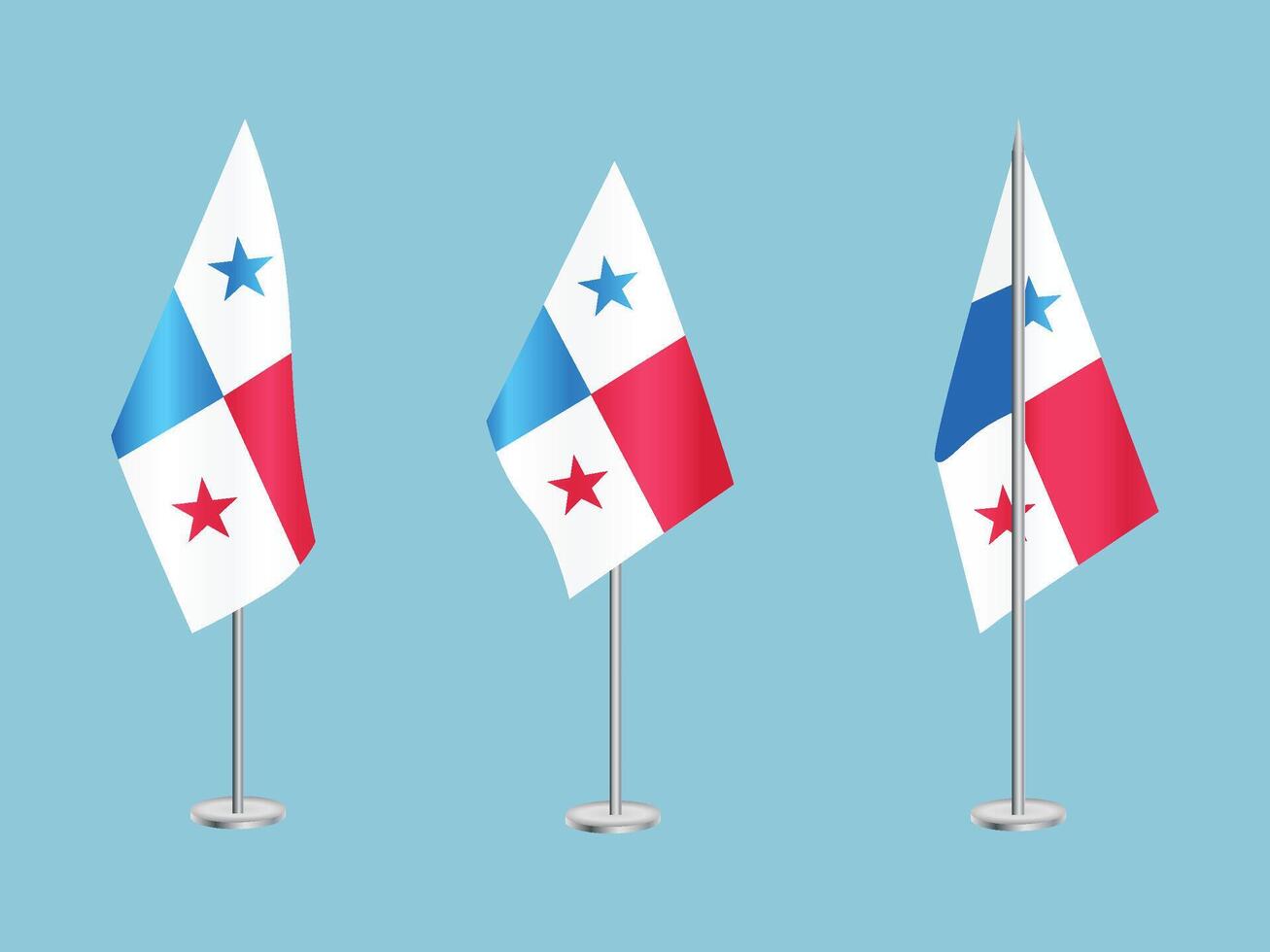 drapeau de Panama avec argent pôle.set de celui du Panama nationale drapeau vecteur