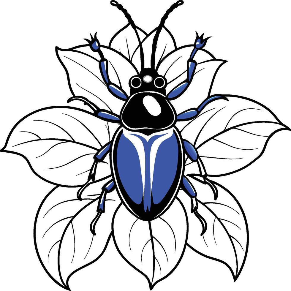 scarabée punaise coloration pages. scarabée punaise contour pour coloration livre. insecte ligne art. vecteur