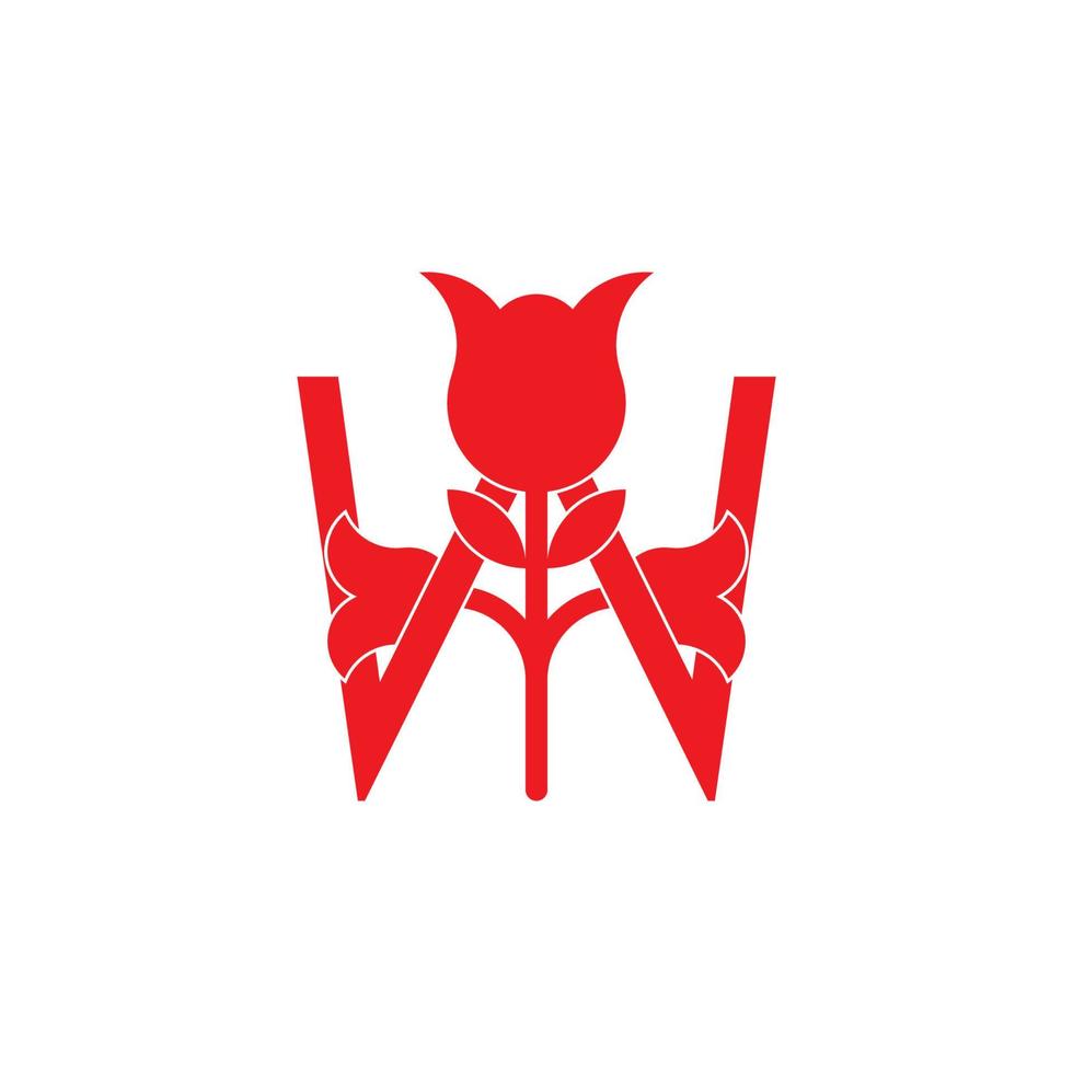 lettre w fleur chevauchement vecteur logo design