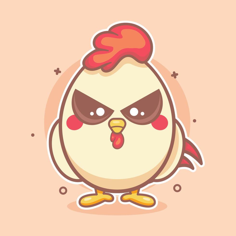 sérieux poulet animal personnage mascotte avec en colère expression isolé dessin animé vecteur