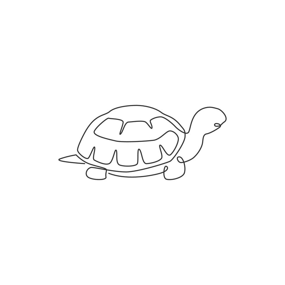 un seul dessin de grande tortue terrestre pour l'identité du logo de l'entreprise sociale. concept adorable de mascotte d'animal de reptile de créature pour la fondation de conservation. illustration de conception de dessin en ligne continue vecteur