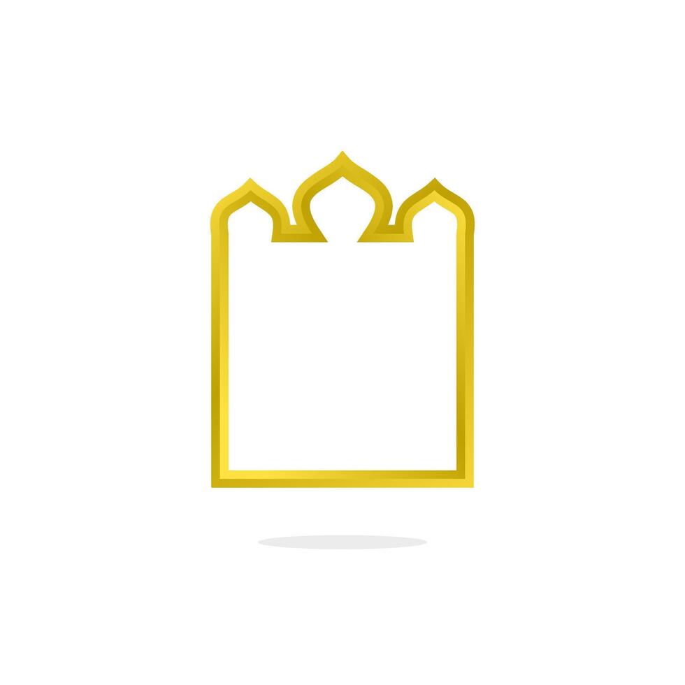 d'or Cadre avec une traverser sur il. Facile or islamique forme ornement Cadre. abstrait contour modèle pour icône ou badge, logo, imprimer, intérieur vecteur