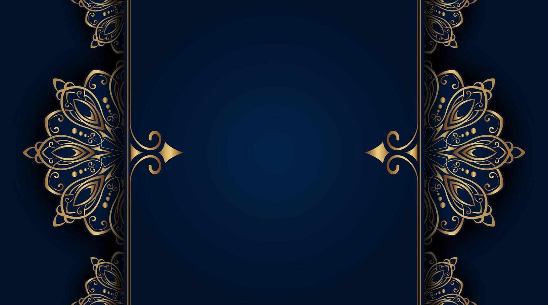 foncé bleu ornemental arrière-plan, avec or mandala décoration vecteur