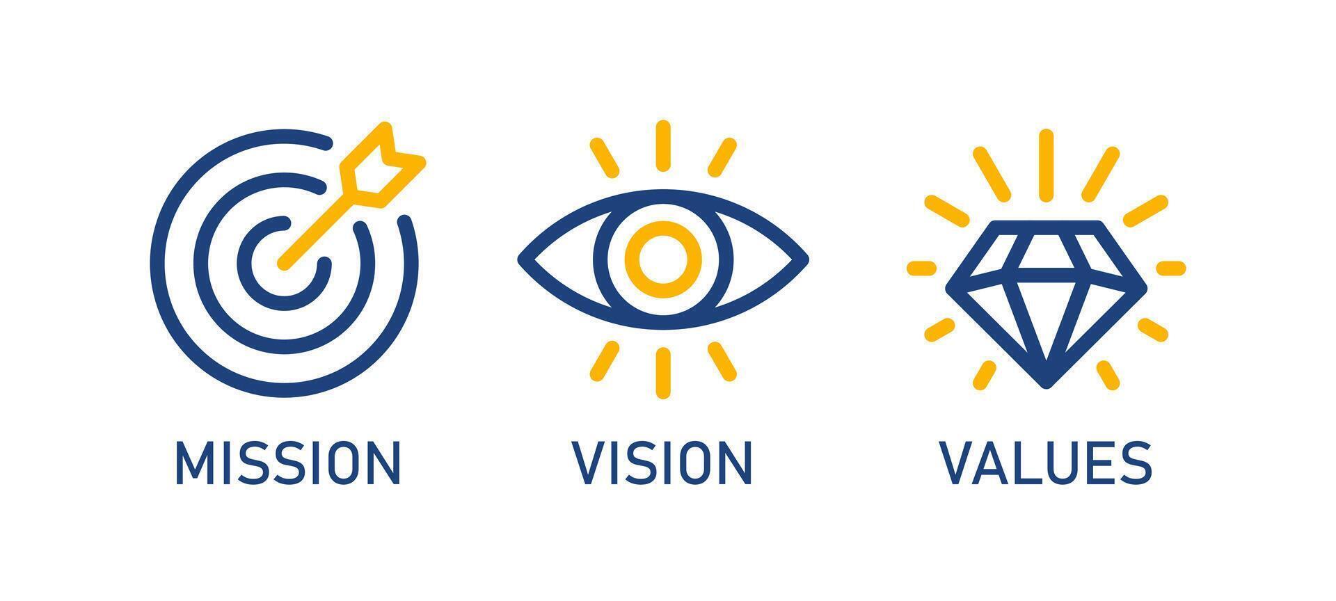 mission, vision, valeurs. icône ensemble moderne plat Icônes conception vecteur