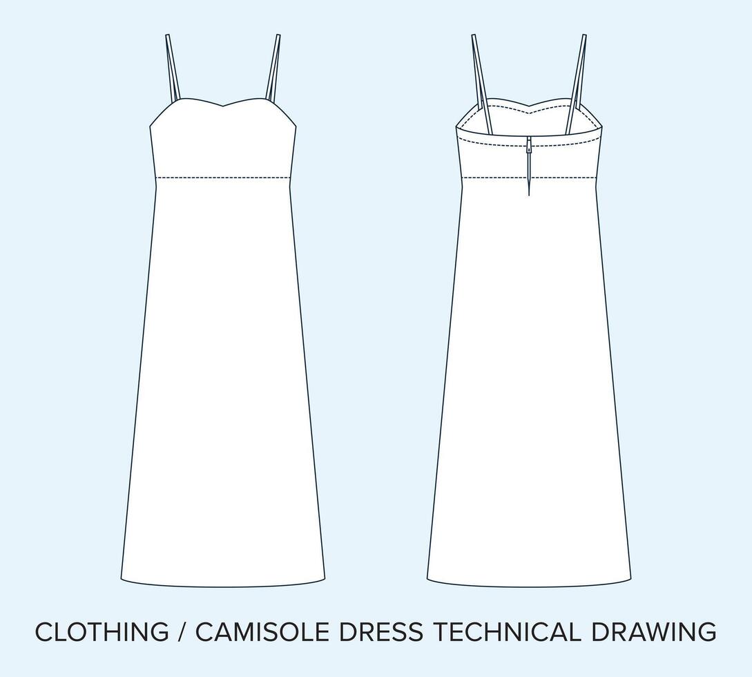 camisole robe, technique dessin, vêtements plan pour mode designers vecteur