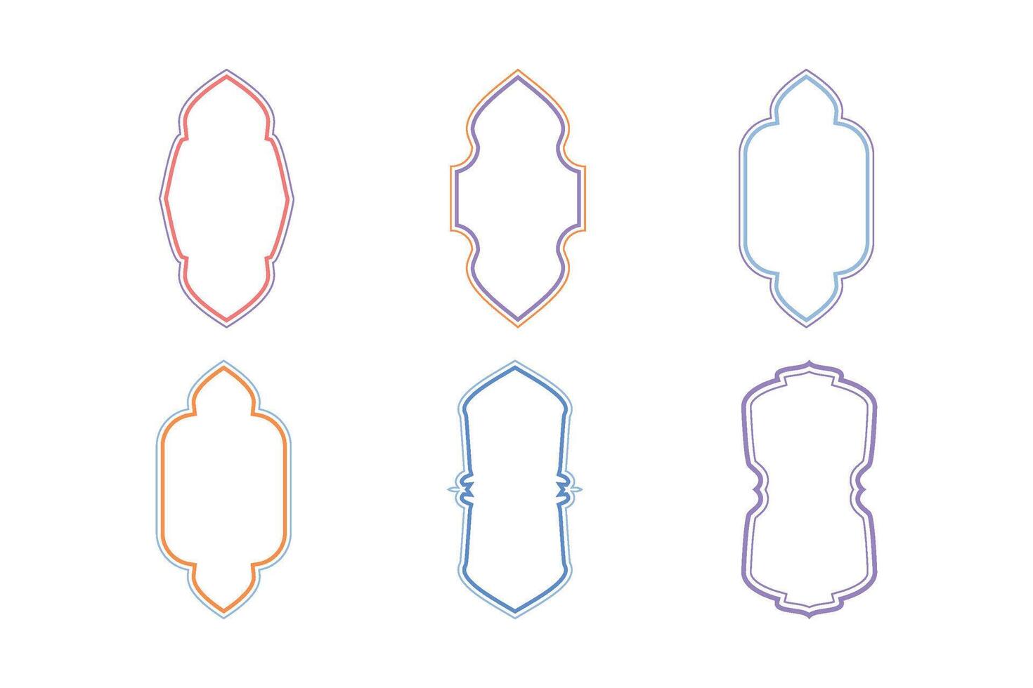 islamique verticale Cadre conception double lignes contour linéaire coloré silhouettes conception pictogramme symbole visuel illustration vecteur