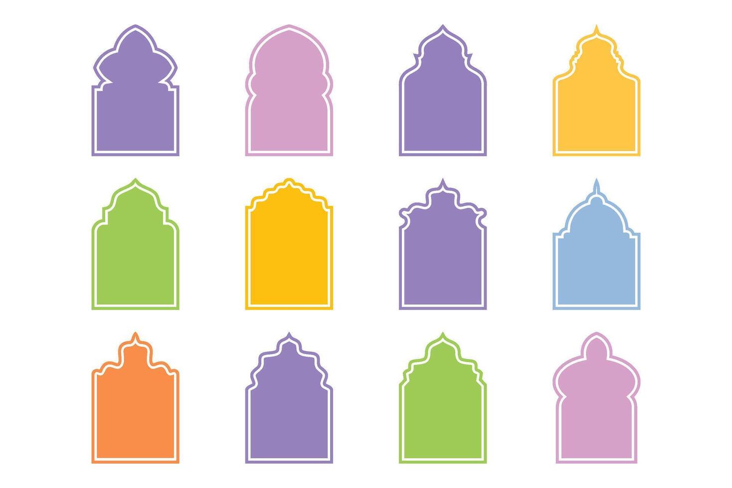 islamique cambre conception glyphe silhouettes conception pictogramme symbole visuel illustration coloré vecteur