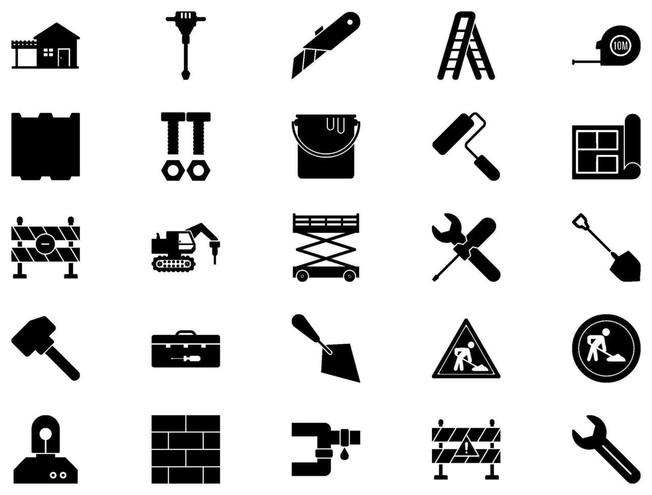 construction glyphe icône pictogramme symbole visuel illustration ensemble vecteur