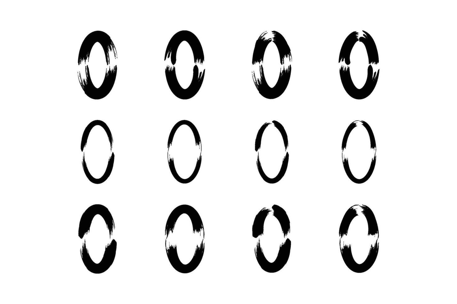 verticale ovale forme audacieux ligne grunge forme brosse accident vasculaire cérébral pictogramme symbole visuel illustration ensemble vecteur