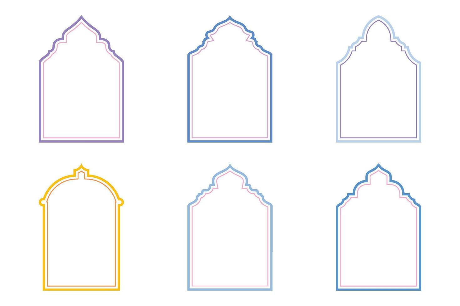 islamique cambre conception doubler ligne accident vasculaire cérébral silhouettes conception pictogramme symbole visuel illustration coloré vecteur