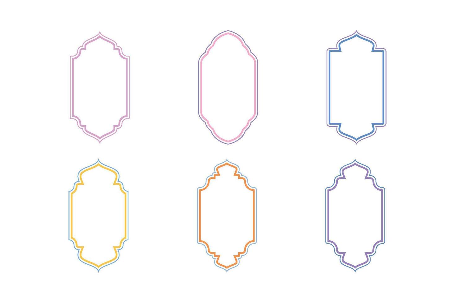 islamique verticale Cadre conception double lignes contour linéaire coloré silhouettes conception pictogramme symbole visuel illustration vecteur