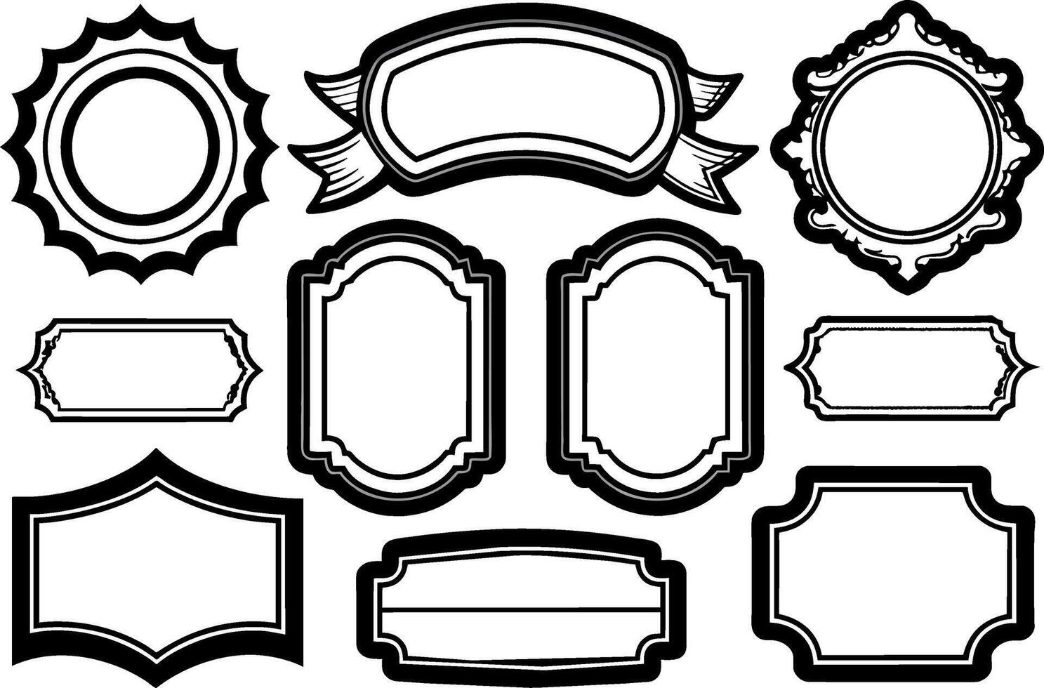 ensemble de ancien Étiquettes et cadres illustration vecteur