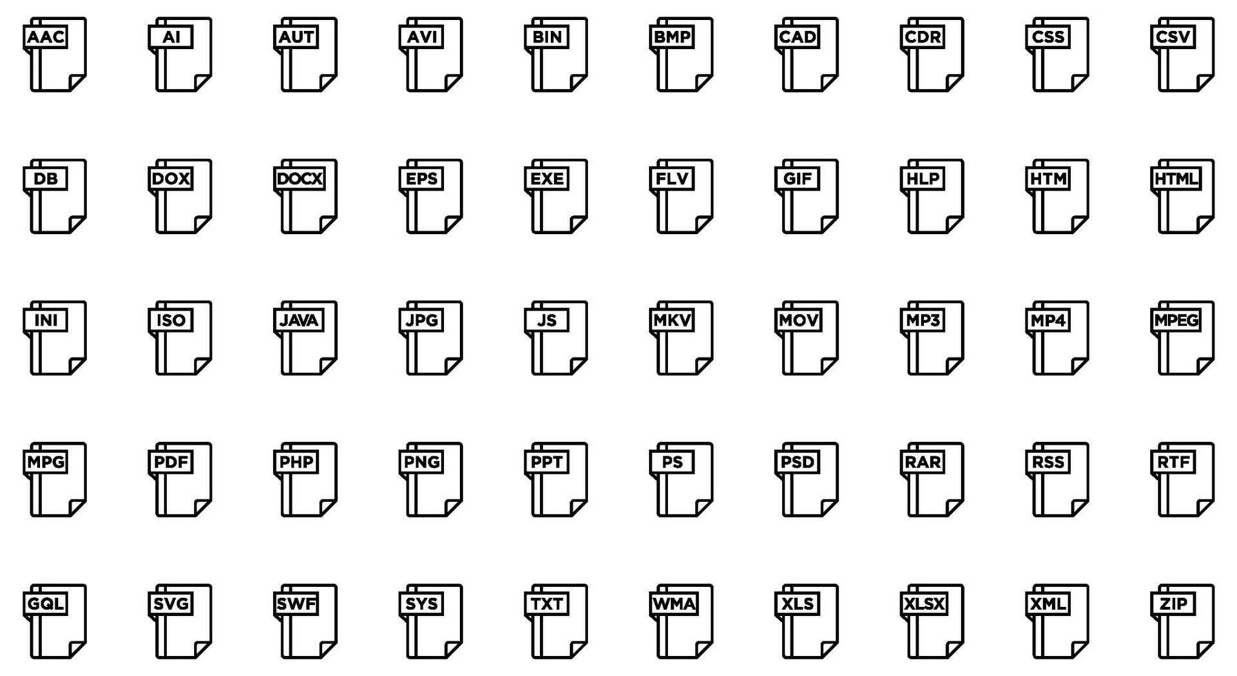 fichier les formats ligne icône pictogramme symbole visuel illustration ensemble vecteur