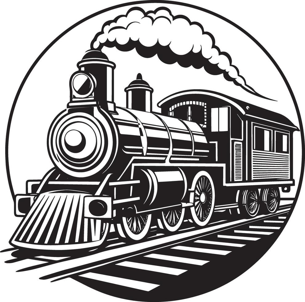 ancien vapeur locomotive.noir et blanc .illustration vecteur