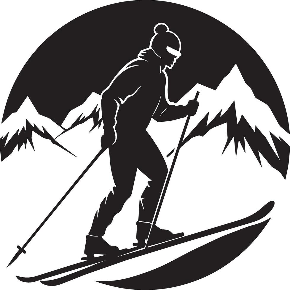 ski. silhouette de une skieur. illustration vecteur