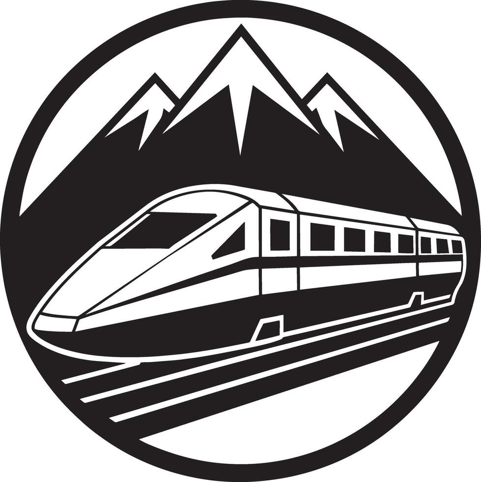 haute la vitesse train dans le montagnes. monochrome illustration. vecteur