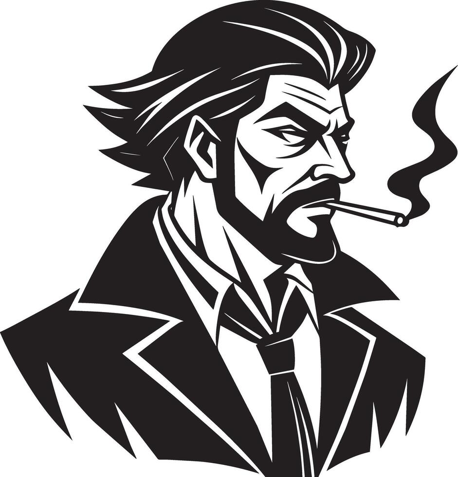 une dessin de une homme fumeur une cigarette vecteur