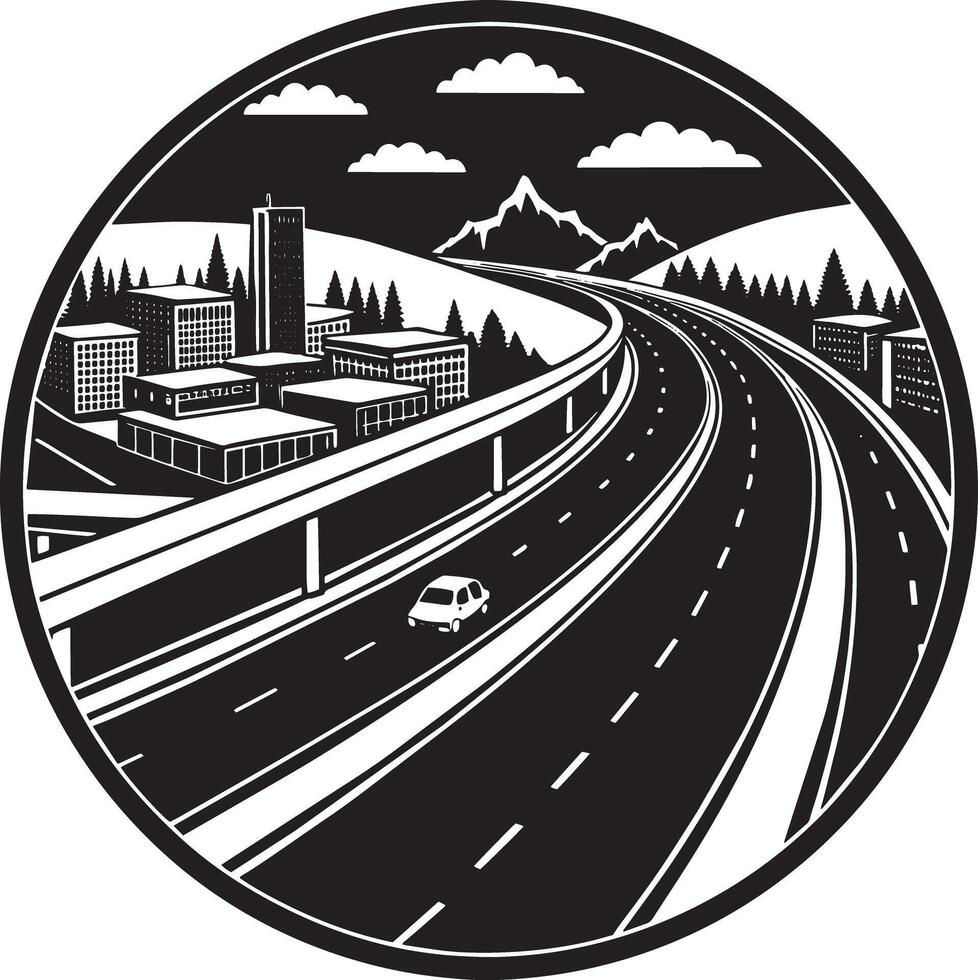 illustration de une Autoroute dans le milieu de le nuit ciel. vecteur