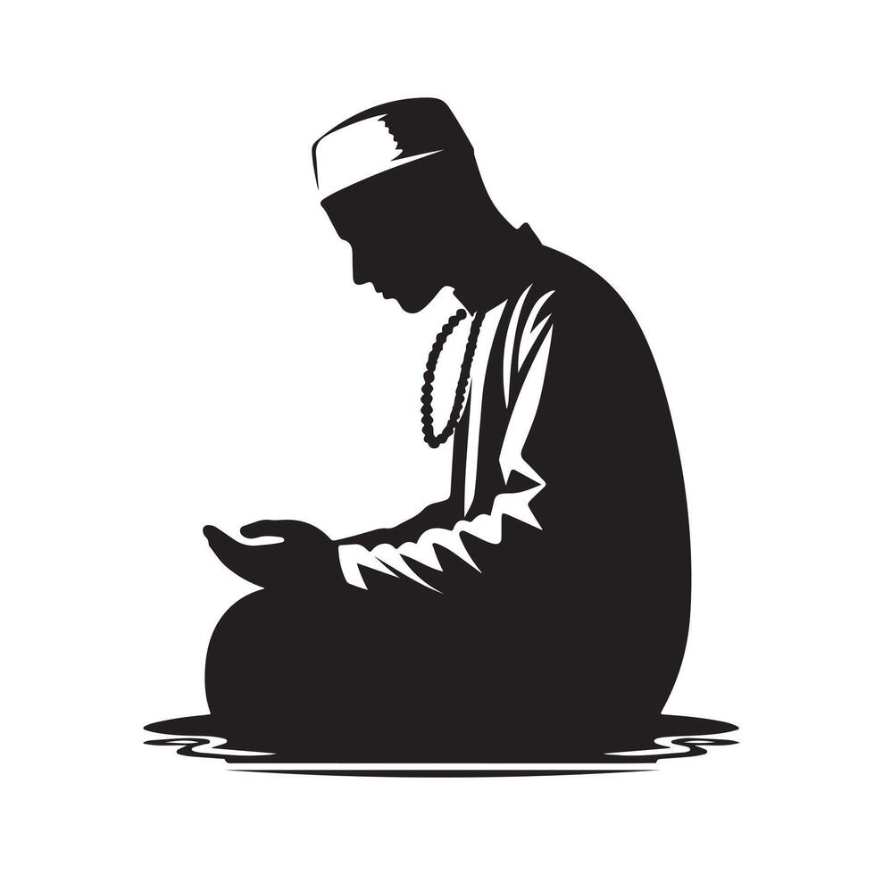 musulman prier silhouette. prier symbole illustration vecteur