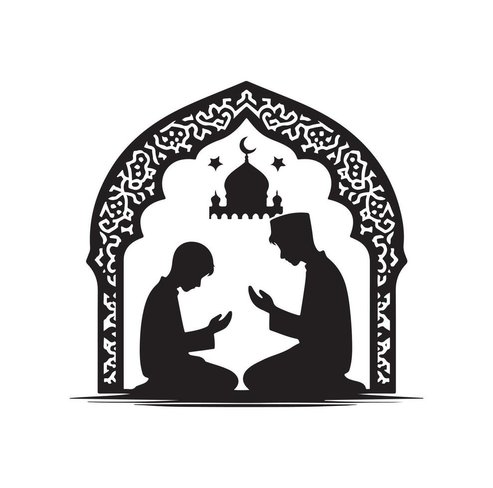 musulman prier silhouette. prier symbole illustration vecteur