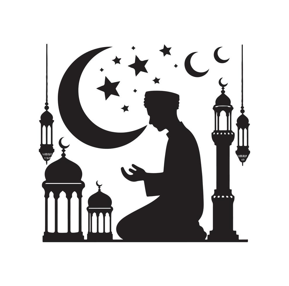 musulman prier silhouette. prier symbole illustration vecteur