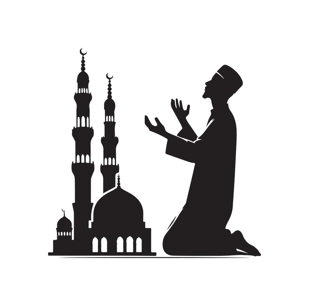 musulman prier silhouette. prier symbole illustration vecteur