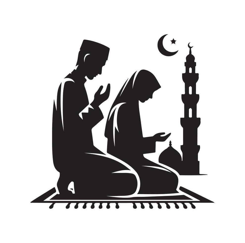 musulman prier silhouette. prier symbole illustration vecteur