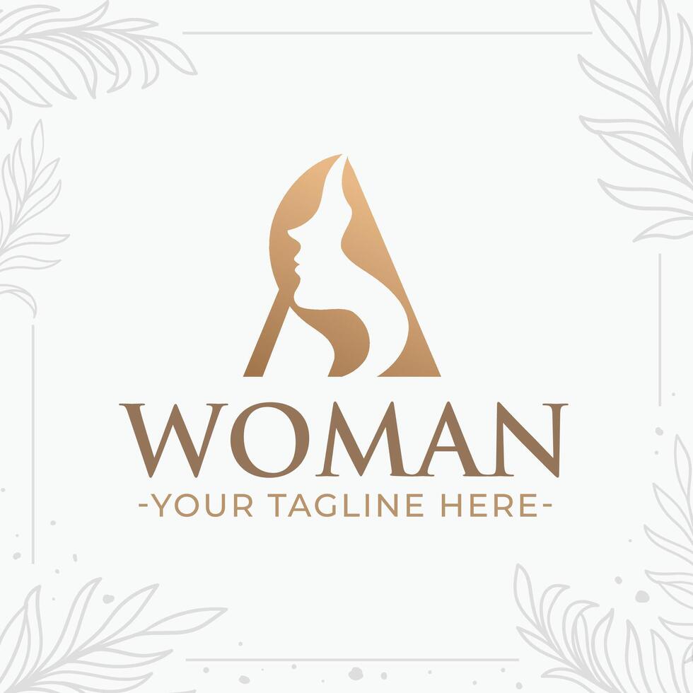 magnifique lettre une monogramme logo avec femme silhouette vecteur