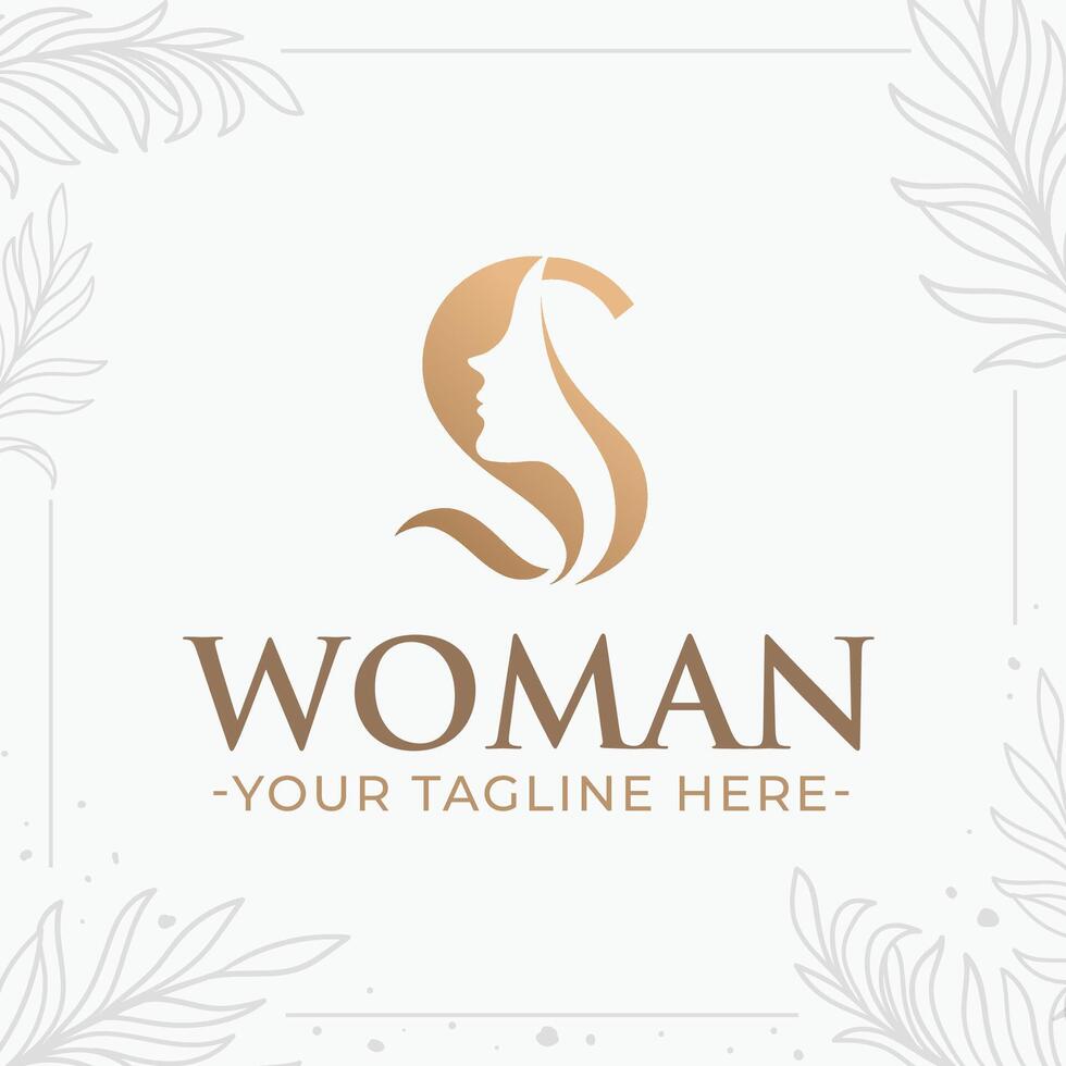 magnifique lettre s monogramme logo avec femme silhouette vecteur