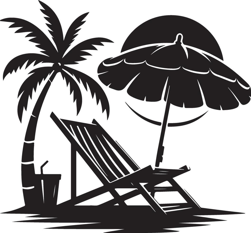 plage chaise silhouette, noir Couleur silhouette vecteur