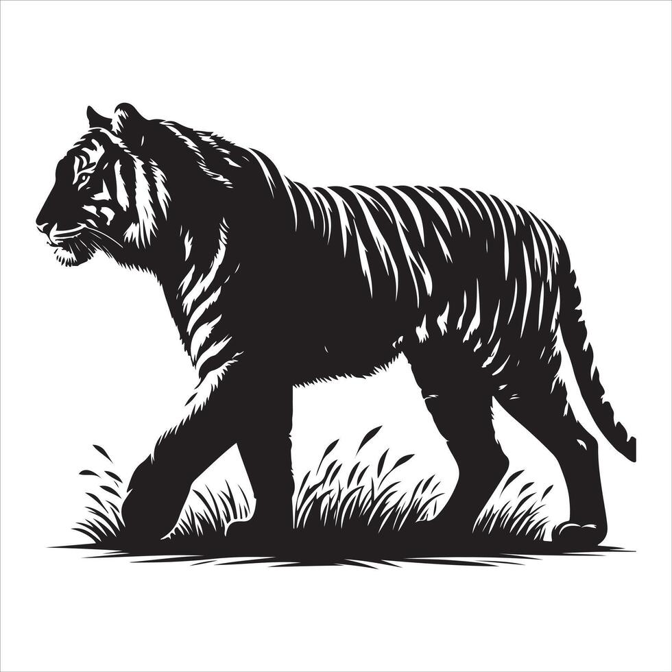 sauvage animaux silhouette tigre vecteur