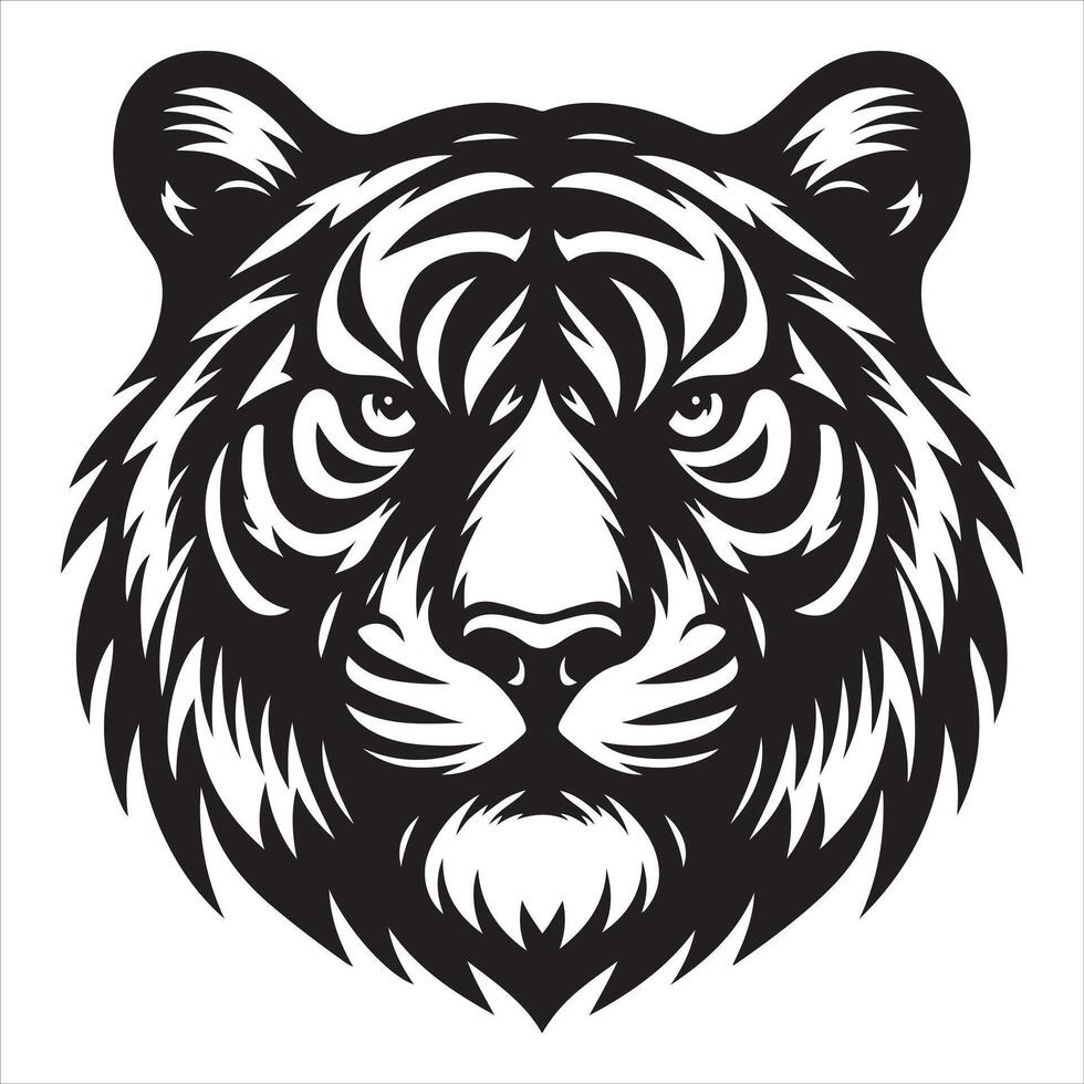 tigre tête mascotte silhouette de sauvage animal vecteur