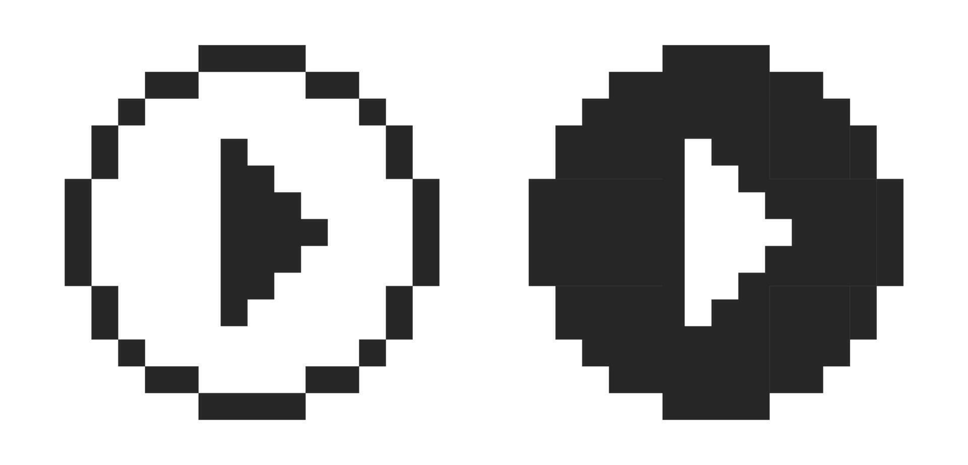 jouer 8 bit pixel bouton icône. rouge jouer bouton symbole. vecteur