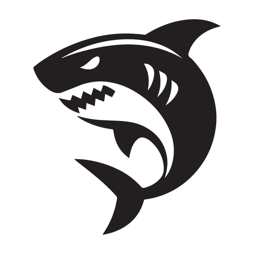 une noir et blanc minimaliste requin logo conception vecteur
