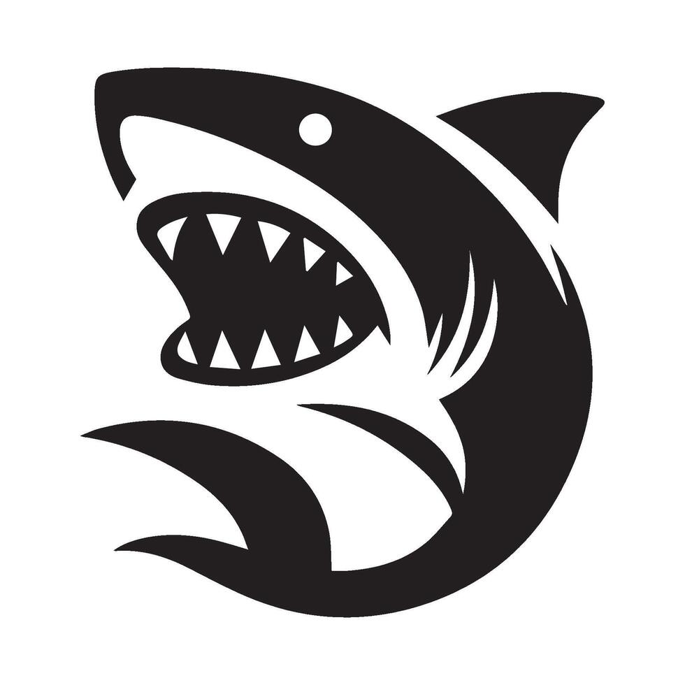 une noir et blanc minimaliste requin logo vecteur
