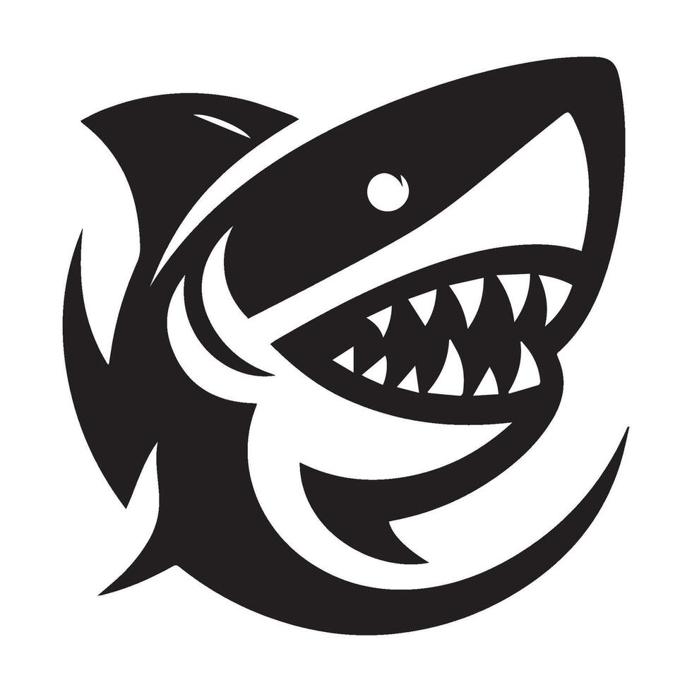 noir et blanc en colère requin vecteur