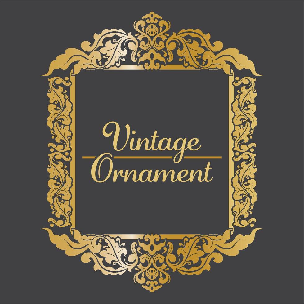 d'or ancien Cadre ornement dans carré taille. d'or frontière ornement. adapté pour mariage invitation carte, luxe Nom étiquette et étiqueter. vecteur