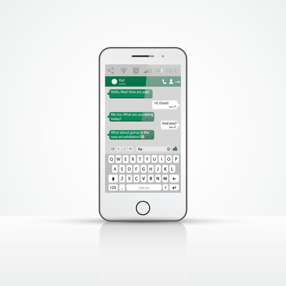 téléphone intelligent avec vert et blanc bavarder messages sur écran vecteur