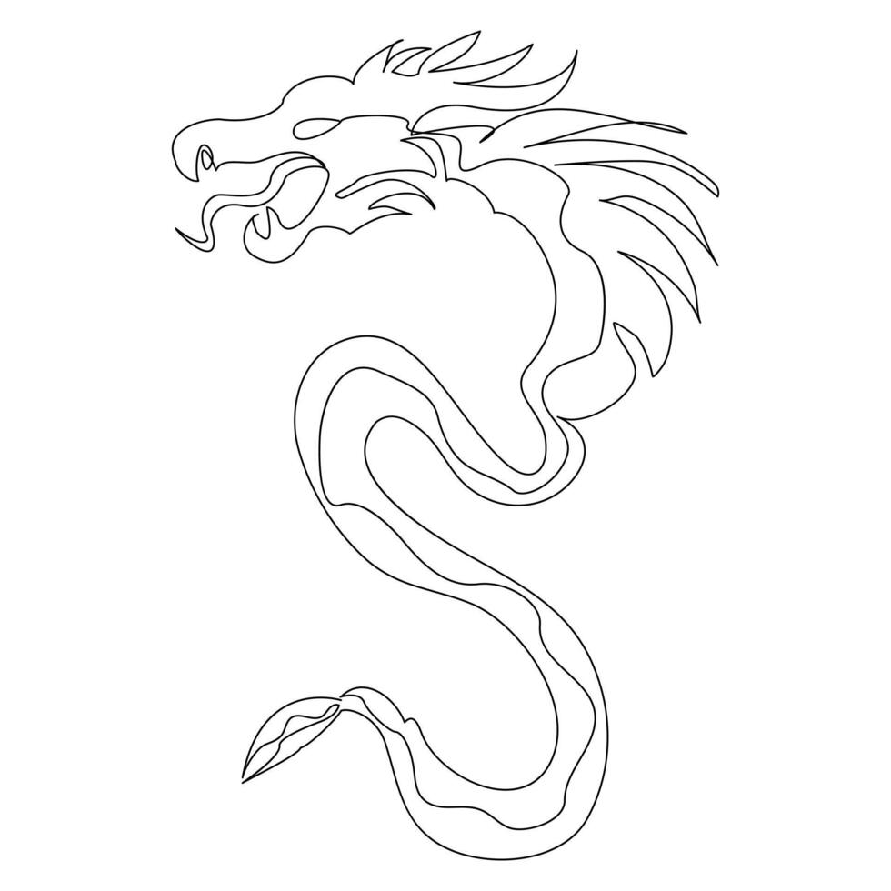 continu un ligne dessin dragon vecteur