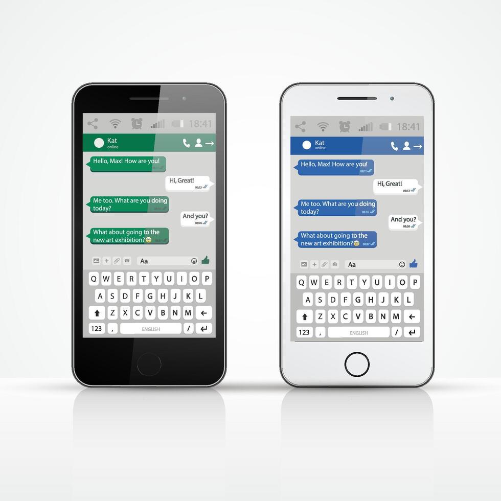 deux les smartphones avec différent claviers et messages sur leur vecteur