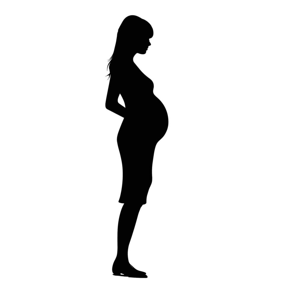 Enceinte femme silhouette permanent gracieusement vecteur