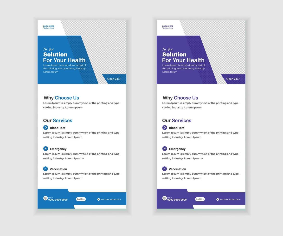 médical enrouler ou dl prospectus et grille carte conception modèle pour votre affaires vecteur