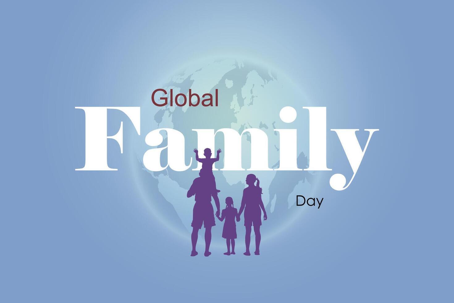 global famille journée avec monde carte globe Contexte. vecteur