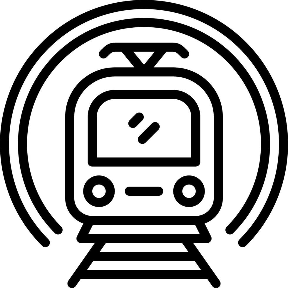 noir ligne icône pour tram vecteur