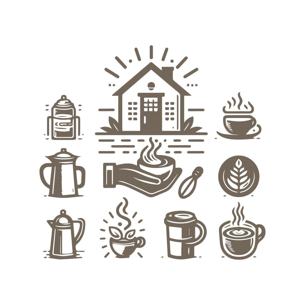 création de logo de café et de café vecteur