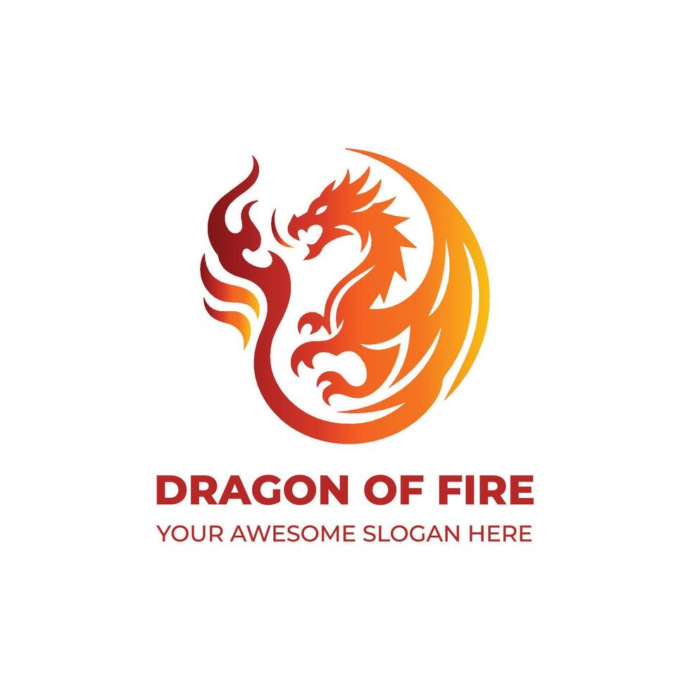 impressionnant de Feu dragon logo vecteur