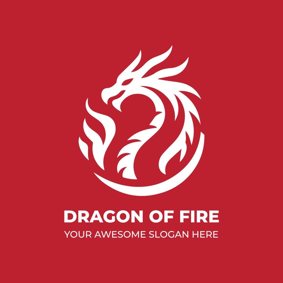 impressionnant de Feu dragon logo vecteur