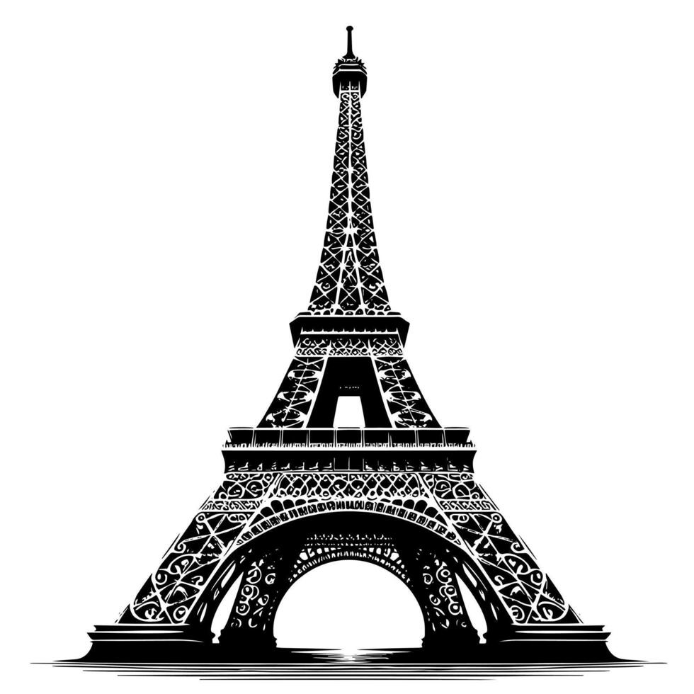 noir et blanc illustration de le Eiffel la tour tourisme dans Paris vecteur