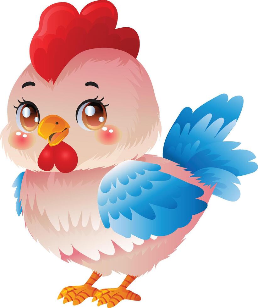 mignonne coq ferme animal dessin animé personnage vecteur